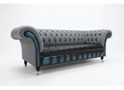 Designer Chesterfield graue Sofas Polster Couchen Textil Relax Möbel
