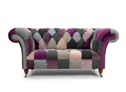 Chesterfield 2 Sitzer Sofa Textil Couch Polster Design Bunt Sofas