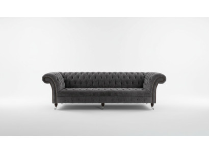 Designer Chesterfield Graue Luxus Couch Sofa 4 Sitzer Stoff Sofa