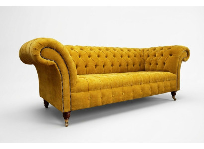 Designer gelber Chesterfield 3-Sitzer Luxus Dreisitzer Couch