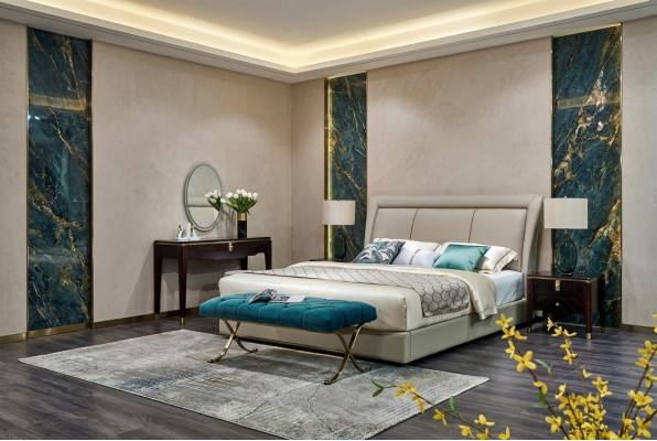 Bett Betten Polster Doppel Ehe Luxus Leder Moderne Designer Schlafzimmer Möbel