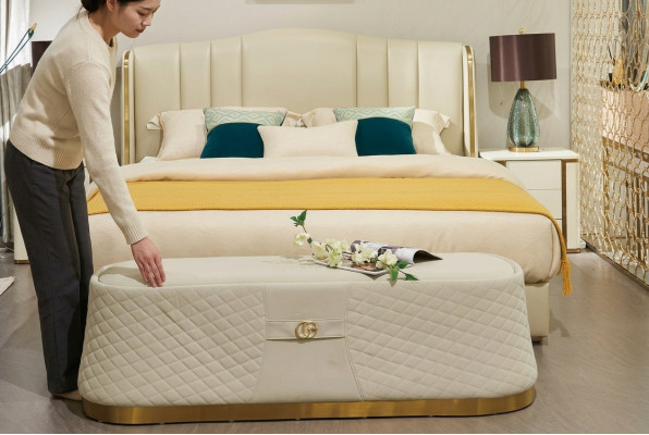 Bett Polsterbett Luxus Schlafzimmer Design Betten Textil Leder Bettgestell