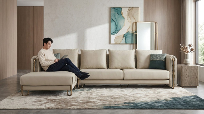 Sofa Couch Polster Garnitur Wohnlandschaft Design Ecksofa Leder L Form