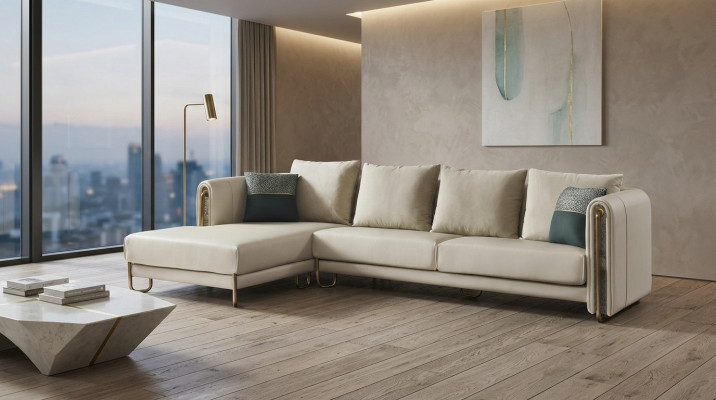 Sofa Couch Polster Garnitur Wohnlandschaft Design Ecksofa Leder L Form