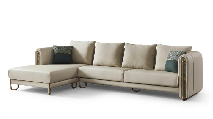 Sofa Couch Polster Garnitur Wohnlandschaft Design Ecksofa Leder L Form