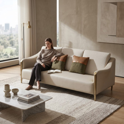 Ledersofa Textil Stoff 3 Sitzer Couch Design Sitz Polster Garnitur Dreisitzer
