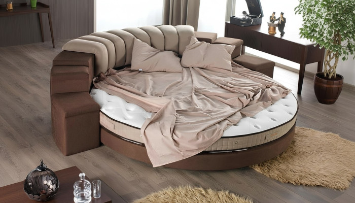 Rundes Bett Moderne Design Luxus Polster Rund Betten Textil Stoff