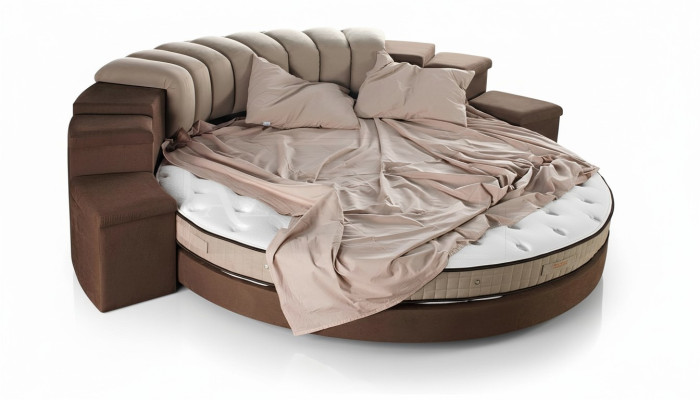 Rundes Bett Moderne Design Luxus Polster Rund Betten Textil Stoff