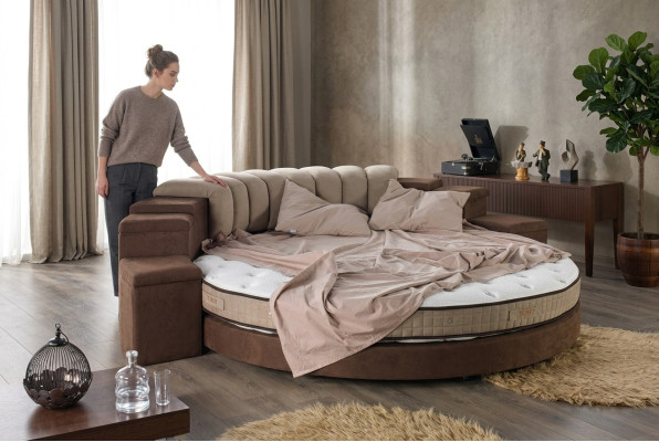 Rundes Bett Rund Design Betten Textil Doppel Luxus Hotel Gestell Schlaf Zimmer