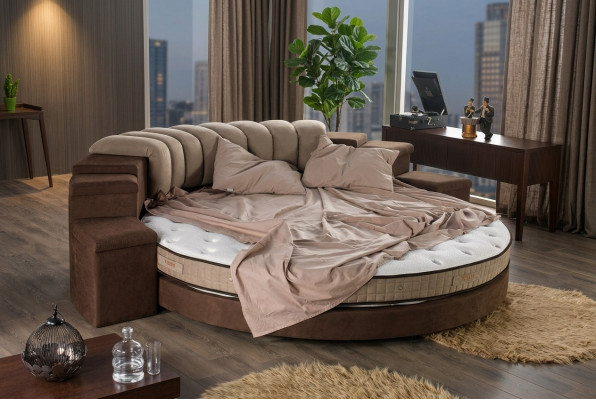 Rundes Bett Rund Design Betten Textil Doppel Luxus Hotel Gestell Schlaf Zimmer