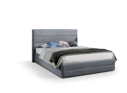 Klassisch Graue Designer Bett Schlafzimmer Textil Leder Polster 180x200cm Neu