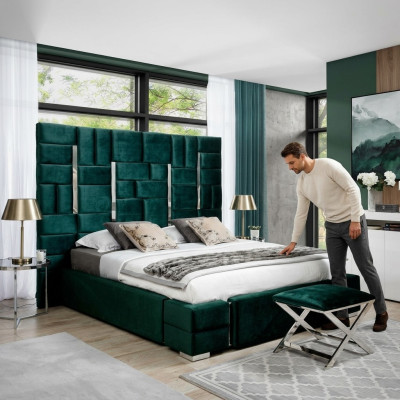 Polsterbett Doppelbett Designer Bett Ehebett Schlafzimmer Samtbett Stoff Betten