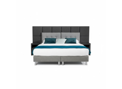 Designer Bett Schlafzimmer Betten Textil Leder Hotel Luxus Polster Samt Grau Neu