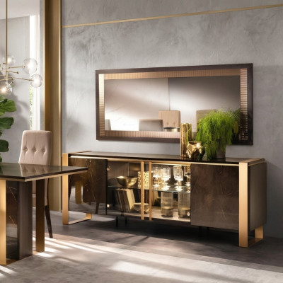 Buffet Anrichte Kommode Spiegel Echte Handarbeit Holz Regal Regale 2tlg