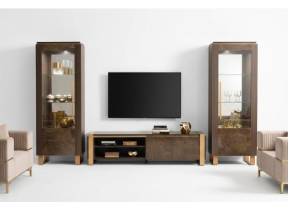Wohnzimmermöbel Set Designer Wohnzimmer Sideboard 2x Vitrine 3tlg.