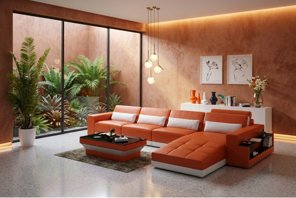 Ledersofa Couch Wohnlandschaft Ecksofa Eck Garnitur Design Modern Sofa mit usb