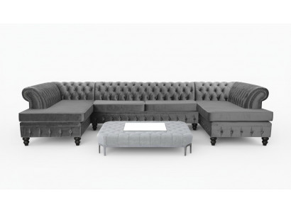 Chesterfield Samt Ecksofa U-Form Wohnlandschaft Polsterecke Sofa Couch Sofas Neu