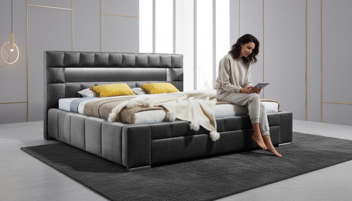Bett inkl LED Beleuchtung Schlafzimmer Design Möbel Modern Betten Luxus Doppel