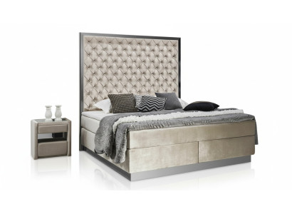 Komplettes Bett Boxspring Betten Luxus Design Schlafzimmer Möbel Edelstahl