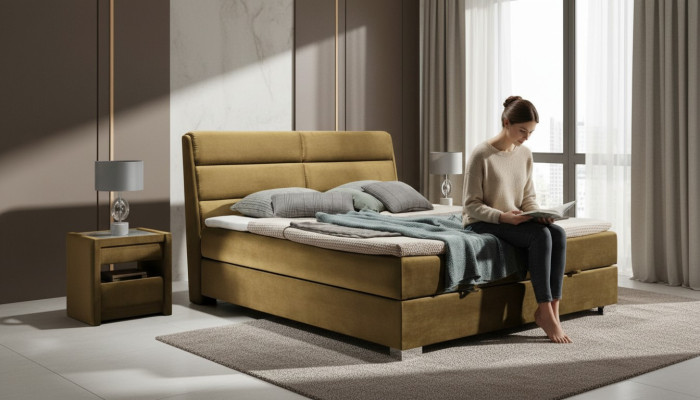 Schlafzimmer Luxus Boxspring Bett Betten Doppel Möbel Stoff 140 160 180 x 200cm
