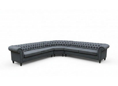 Ecksofa Sofa Design Chesterfield Couch Textil Stoff Wohnlandschaft Garnituren