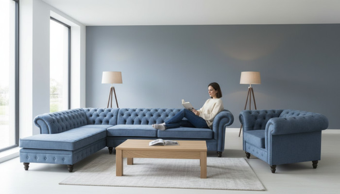 Ecksofa Sofa Couch Polster Chesterfield Design Luxus Möbel Garnitur
