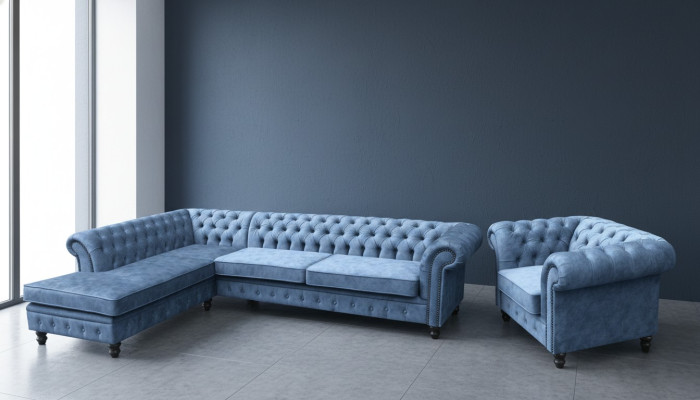 Ecksofa Sofa Couch Polster Chesterfield Design Luxus Möbel Garnitur