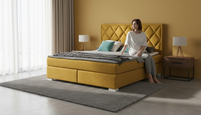 Bett Textil Schlafzimmer Design Möbel Modern Luxus Betten 180x200 gelbe samt neu