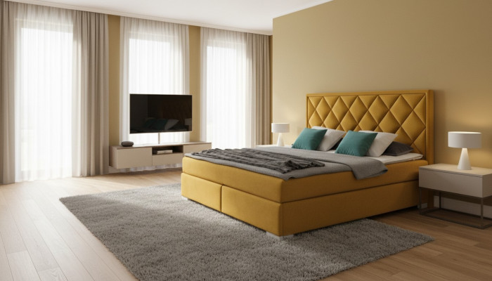 Bett Textil Schlafzimmer Design Möbel Modern Luxus Betten 180x200 gelbe samt neu