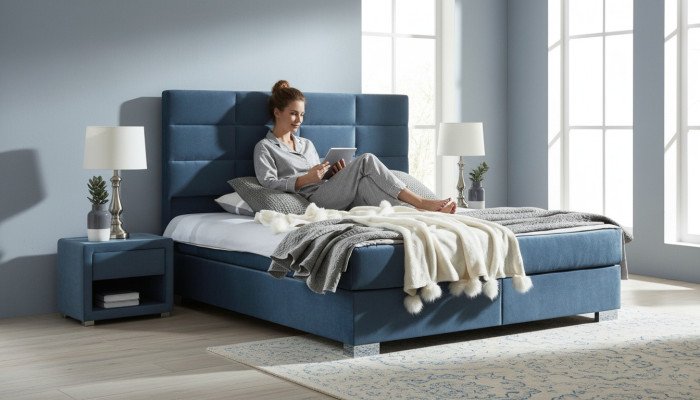 Bett Textil Schlafzimmer Design Möbel Moderne Luxus Betten Bettgestell Stoff Neu