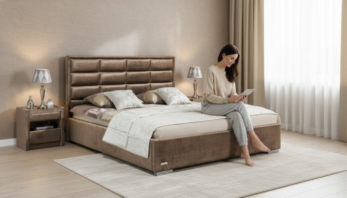 Bett Textil Schlafzimmer Design Möbel Moderne Luxus Betten Polster Gestell Neu