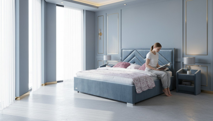 Bett Textil Schlafzimmer Design Möbel Modern Luxus Betten Bettgestell Stoff Neu