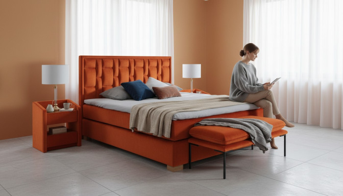 Bett Textil Schlafzimmer Möbel Moderne Betten 140x200 Bettgestell Boxspring Neu