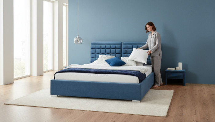 Luxus Boxspring Bett Design Stoff Hotel Betten Schlafzimmer Möbel Doppel