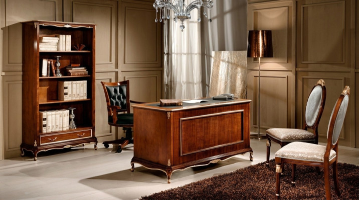 Holz Luxus Möbel Klassisches Bücherregal im Barock Stil mit 1 Schublade und Regalen