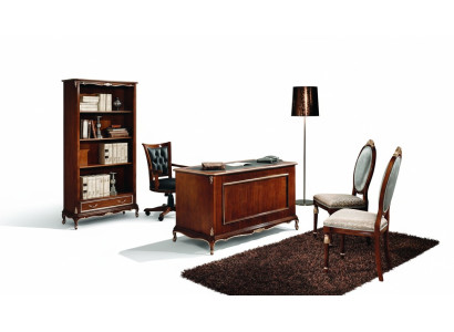 Holz Luxus Möbel Klassisches Bücherregal im Barock Stil mit 1 Schublade und Regalen