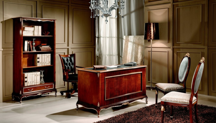 Klassische Büro Schreibtisch Schreibtische Tisch Holz Stuhl 2tlg Set Barock