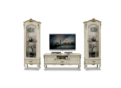 Wohnzimmer Schrank Wohnwand 3tlg rtv 2x Vitrine Design Italien Möbel Barock Stil