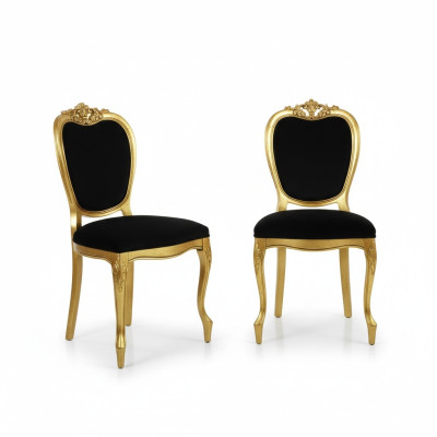 Designer Möbel 2x Stuhl Gold Wohnzimmer Holz Stühle Italienische Luxus Möbel Neu