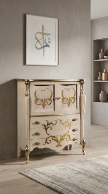 Design Barock Anrichte Schlaf Wohnzimmer Kommode Sideboard Holz