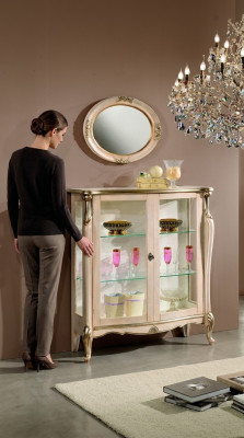 Möbel Holz Stil Barock Vitrine Glasschrank Kommode Schränke Italienische