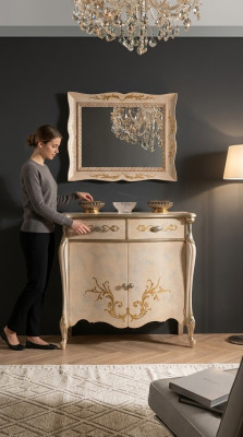 Luxuriöse Möbel Holz Stil Barock Weiß Schrank Kommode Schränke Designer