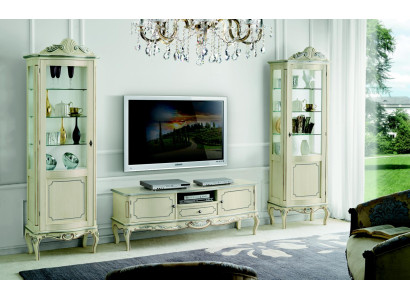 Luxus Wohnwand 3tlg rtv 2x Vitrine Design Italienische Möbel Wohnzimmer Barock Stil