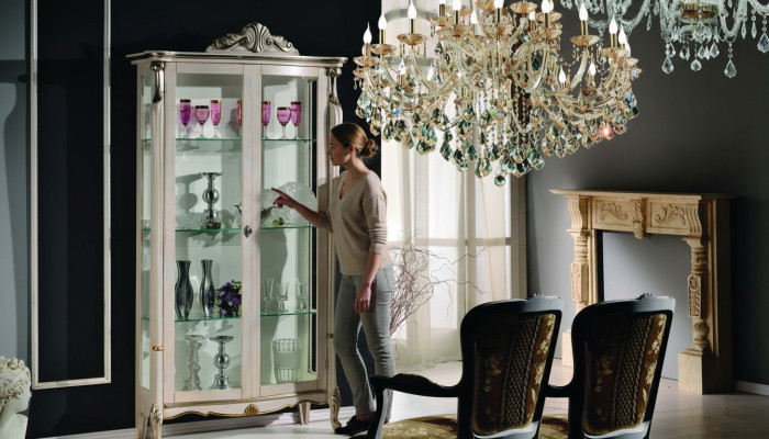 Design Möbel Holz Klassischer Barock Luxus Vitrine Schrank Regal Italienische Möbel Neu