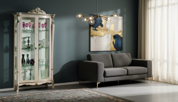Design Möbel Holz Klassischer Barock Luxus Vitrine Schrank Regal Italienische Möbel Neu