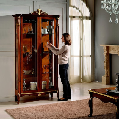 Italienische Möbel Holz Klassische Stil Design Vitrine Schrank Regal Schränke