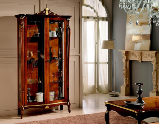 Italienische Möbel Holz Klassische Stil Design Vitrine Schrank Regal Schränke