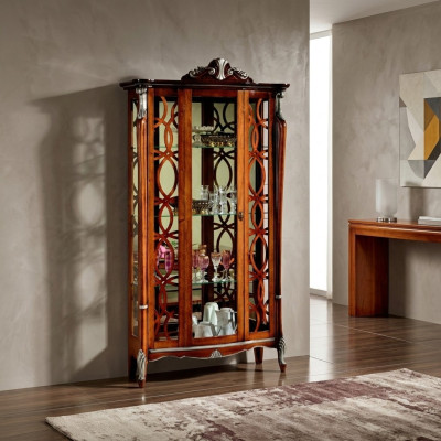 Italienische Möbel Luxus Design Holz Klassische Barock Regal Glasschrank Virtrinen