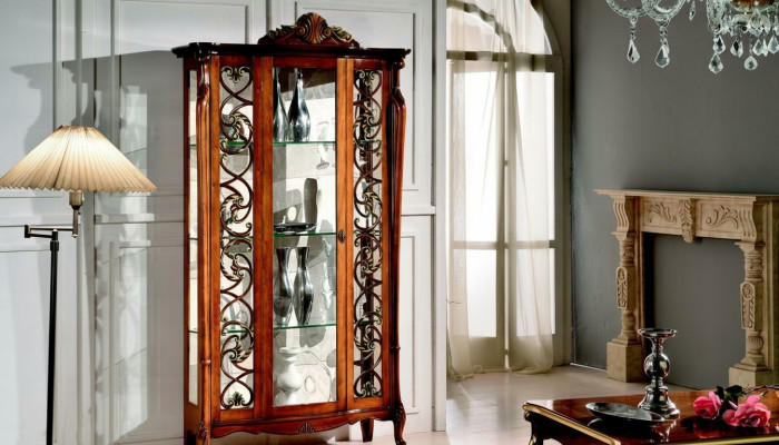 Klassische Vitrine Schrank Design Schränke Regale Glasschrank Italienische Möbel Neu