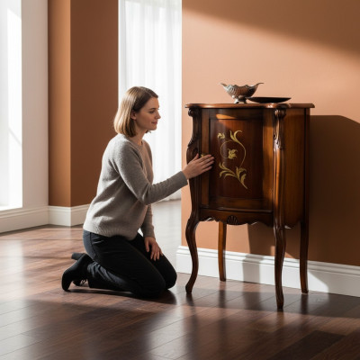 Design Möbel Stil Barock Kommode Vitrine Braun Holz Luxus Italienische